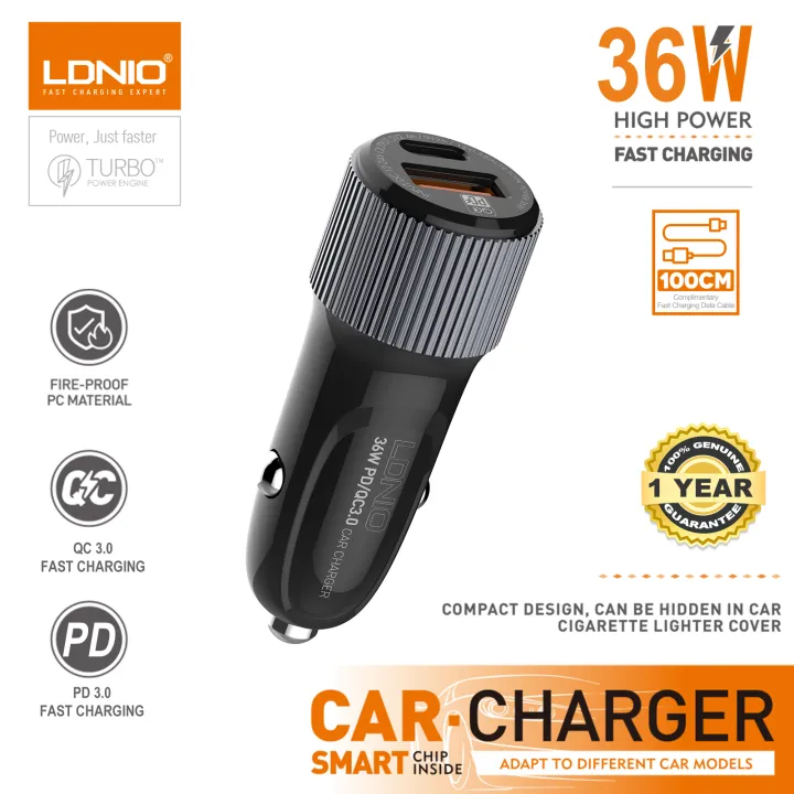 LDNIO%2036W%20Fast%20Car%20Charger,%20Type-C%20&%20USB-A%20Charging%20Port,%20USB%20Car%20Charger%20with%20USB-A%20to%20Type-C%20Cable%20-%20Image%202
