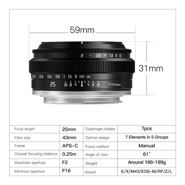 TTArtisan%2025mm%20F2.0%20APS-C%20MF%20Portrait%20Photography%20Camera%20Lens%20for%20Sony%20A6000%20A7RIII%20A7S%20Fuji%20XT30%20XT-100%20Nikon%20ZFC%20Z5%20M43%20Mount%20-%20Image%202