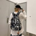 Schoolbag Men's Trendy Korean Style Printed Graffiti High School Student Large Capacity Domineering Backpack Junior High School Student College Female Backpack.