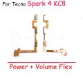 For Tecno Spark 4 KC8 /Spark 4 Air / Spark 4 Lite KC8S Power On Off Switch Volume Side Button Flex Cable. 
