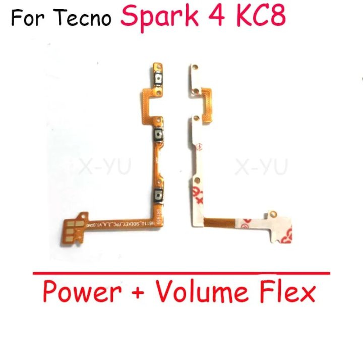 For Tecno Spark 4 KC8 /Spark 4 Air / Spark 4 Lite KC8S Power On Off Switch Volume Side Button Flex Cable