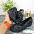 Pump shoe for women | HIR-57 | Black Wedged peep toe sandal for girls Heel shoe for women shoe for girls. 