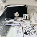【Best value】 Canvas Pencil Case Portable Cartoon Black Pen Bag Puppy Design Rectangular Canvas Pouch for School Supplies Teen Girl Teen Boy. 