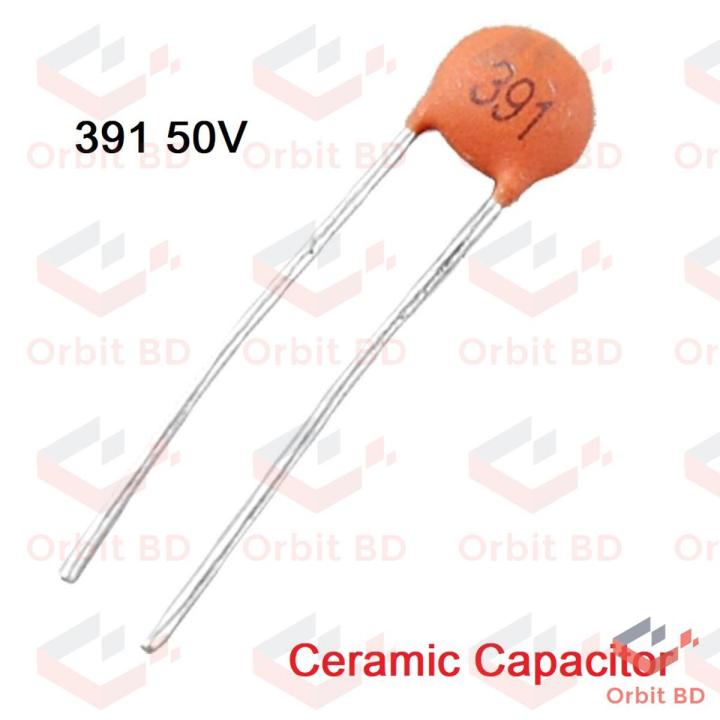 25Pcs- 390pF Capacitor Mini Ceramic Capacitor 391 390pF 50v Ceramic Disc Capacitor Non-Polarized Through Hole For Electrical Circuitry & Parts