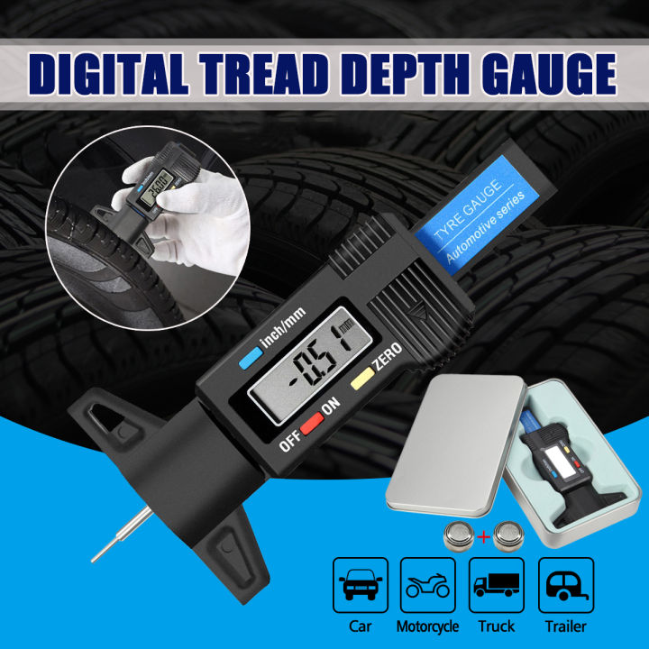 【AUDEW】0-25.4mm LCD Digital Tyre Tire Tread Depth Gauge Car Tire Measurer Tool Caliper Tyre Tread Depth Checker Vehicle Truck Bus