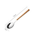 Stainless Steel Tableware Wooden Handle Dinnerware Fork Spoon Teaspoon Cutlery Tools. 