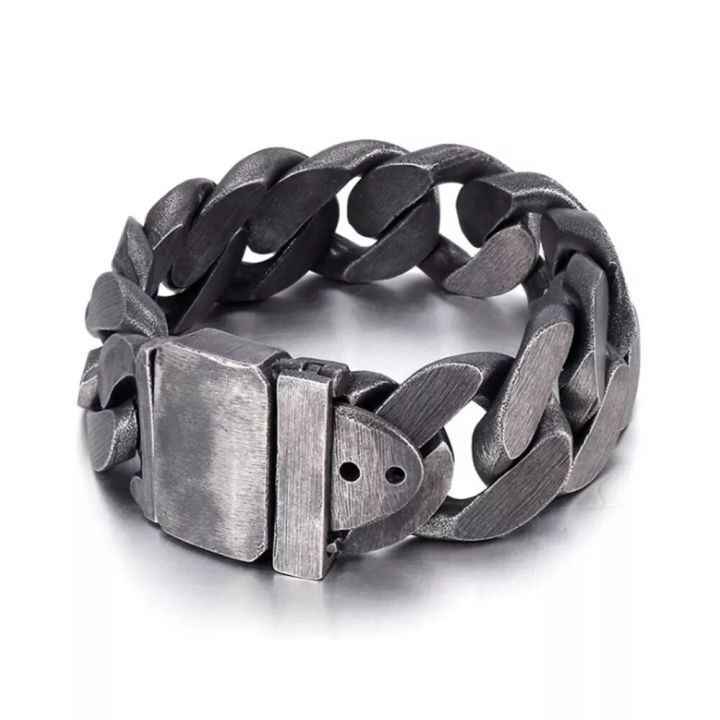 25mm%20Heavy%20Men%20Black%20Curb%20Cuban%20Link%20Chain%20Bracelet%20With%20Belt%20Buck%20Punk%20Rock%20Brush%20Stainless%20Steel%20Bike%20Male%20Jewelry%20Accessories%20-%20Image%202