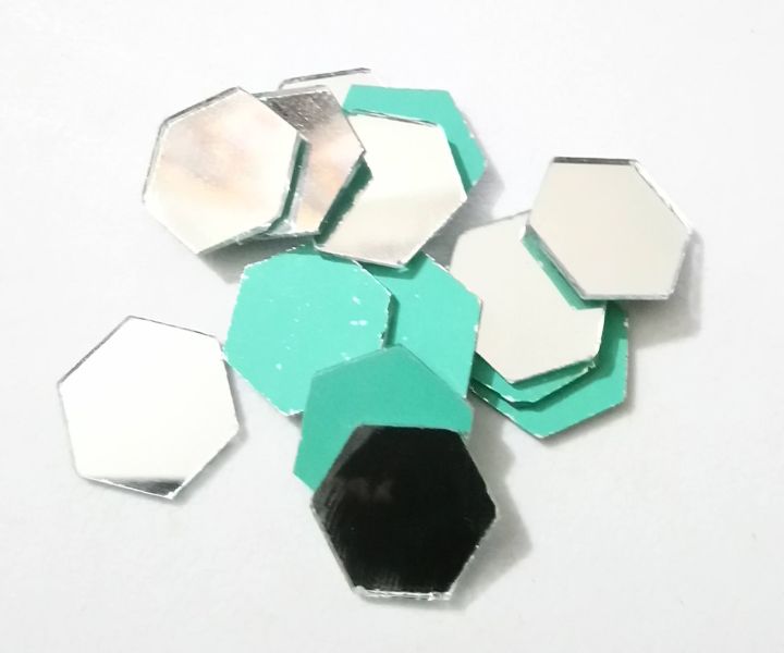 14mm Hexagon Shape Mirror for Jewellery Making, Lippan Art & DIY Craft Work