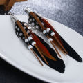 Bohemian Women Indian Feather Beads Tassel Dangle Hook Earrings Jewelry Gift.