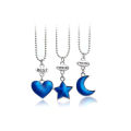 【Daily Necessities For Anyone Store】3pcs Fashion Cute Star Moon Good Sister Pendant Necklace BFF Best Friends Jewelry Love Three-Piece Necklace Jewelry. 