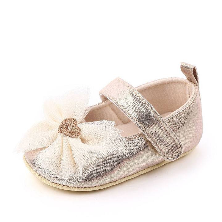 【Hengli jewelry story】(NEW)Autumn Big Bow Baby Princess Shoes Infant Girl Non-Slip Soft Sole Flats Shoes Kids Indoor Shoes 0-12 Months
