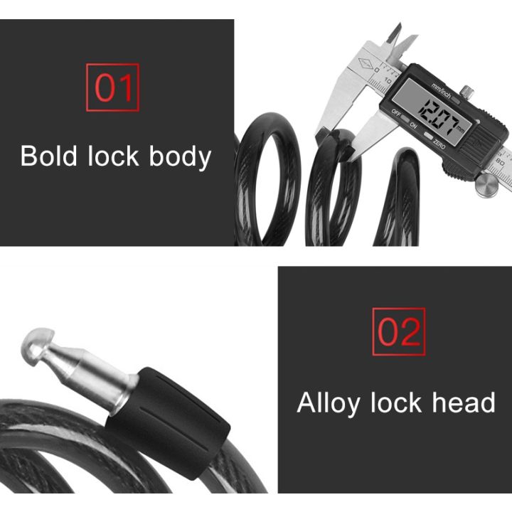 (New)Bicycle%20Portable%20Anti-theft%20Lock%20Steel%20Cable%20Lock%20with%20Lock%20Frame,%20Style:A%20Style%20100cm%20Black%20-%20Image%207