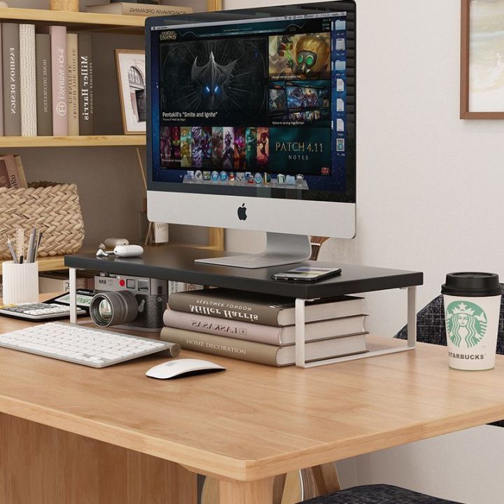 Computer Table With Rack Desktop Elevated Rack Desk Table Multifunctional Storage Rack Student ...