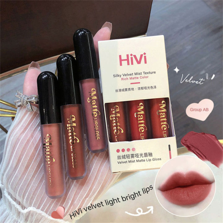 HiVi%20Soft%20Fog%20Matte%20Lip%20Glaze%203%20PCS%20Set%20Lipstick%20Long%20Lasting%20Waterproof%20Not%20Easy%20To%20Fade%20Not%20Stick%20Cup%20Easy%20to%20Color%20Whitening%20Lip%20Mud%20-%20Image%203