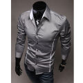 New Fashion Men Slim Fit Dress Shirt Button Down Casual Long Sleeve Regular Gentleman Top Shirts Black White Gray. 