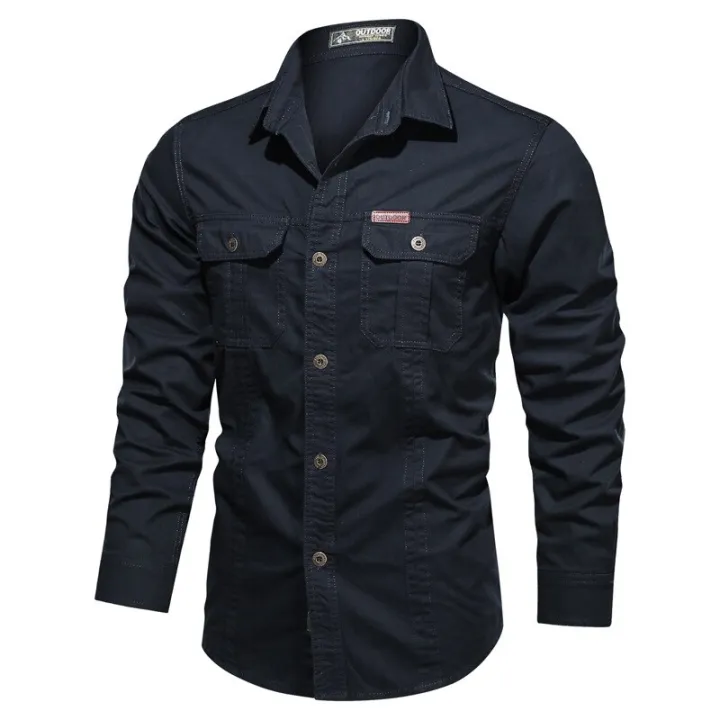 New%20Men's%20Casual%20Shirts%20Long%20Sleeve%20Pure%20Cotton%20Shirt%20Male%20Solid%20Oversize%20Military%20Cargo%20Shirts%20Brand%20Clothes%20Army%20Green%20Camisa%20-%20Image%204