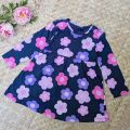 Charming Winter Elegance: Navy Blue Flower Design Frock for Your Little Princess (6 Months to 2 Years.