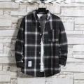 Ins Plaid Shirt Men's Outer Wear Trend All-match Long-sleeved Shirt. 
