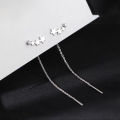 Trend Long Wire Tassel Thread Chain Climb Star Heart Beads Pendants Drop Earrings women's Straight Hanging Earings Jewelry. 