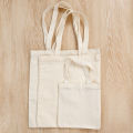 Large Capacity Canvas Shoulder Handbag Folding Eco-Friendly Cotton Tote Bags Reusable DIY Shoulder Bag Beige. 