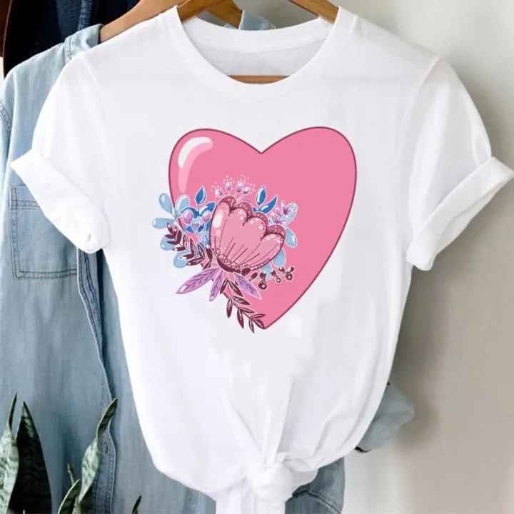 Tee%20Women%20Top%20Clothes%20Love%20Heart%20Valentine's%20Day%20Lady%20Casual%20Short%20Sleeve%20Fashion%20Summer%20Tshirt%20Regular%20Female%20Graphic%20T-Shirt%20-%20Image%204