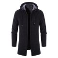New Men's Autumn/winter Long Coat Grab Cashmere Sweater Thick Warm Hooded Jumper Cardigan Fashion Solid Color Jacket. 