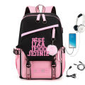 black pink Same Style USB Rechargeable Backpack Multifunctional Backpack ins Large Capacity Waterproof Schoolbag. 
