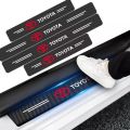 4Pcs 3D Texture Carbon Fiber Door Anti-Scratch Car Door Protective Vinyl Car Stickers For TOYOTA.