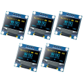 5 PCS OLED I2C Display Module As Shown PCB for 128x64 Pixel IIC Serial Self-Luminous Display Module.