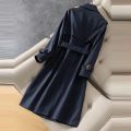 Korean Double ed Trench Coat Women Office Lady Notched Collar Full Sleeve Overcoat With Belt Elegant Long Chic Outerwear.