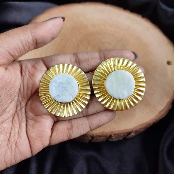 Matt Golden Polished Earrings with Gajra work