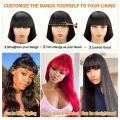 Body Wave Wig With Bangs Brazilian Human Hair Wig Sale Full Machine Made Fringe Glueless Wigs Ready To Wear Hair. 