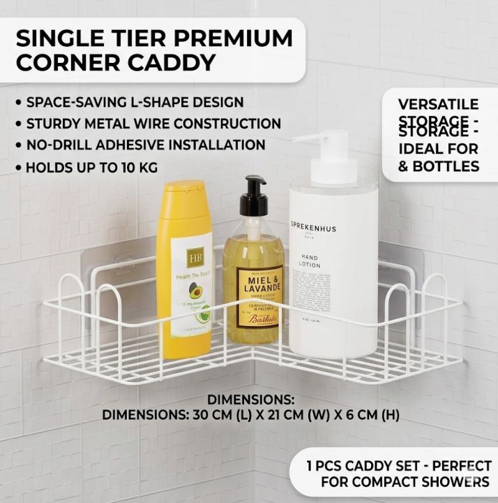 Bathroom Shelf, Set of 1, Adhesive Metal Wall Mounted Storage Organized Rack for Shower Caddy,Triangle Basket No Drilling, Design for Bathroom Bedroom Living Room and Kitchen