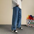 2022 New Streetwear Baggy Jeans Men Korean Fashion Loose Straight Wide Leg Pants Male Brand Clothing Black Light Blue - 314362121.