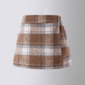 2023 Girls' Autumn and Winter Red Tweed Plaid Hip Skirt Korean Children's Foreign Skirt Girl High Waisted Short Skirt.