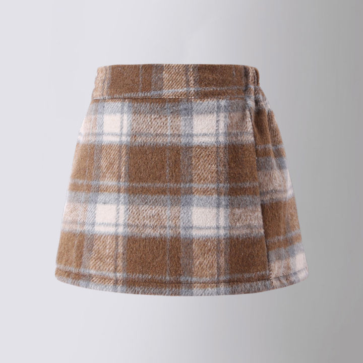 2023%20Girls'%20Autumn%20and%20Winter%20Red%20Tweed%20Plaid%20Hip%20Skirt%20Korean%20Children's%20Foreign%20Skirt%20Girl%20High%20Waisted%20Short%20Skirt%20-%20Image%207