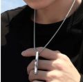 2021 Fashion New Black Rectangle Pendant Necklace Men Trendy Simple Stainless Steel Chain Men Necklace Jewelry Gift. 