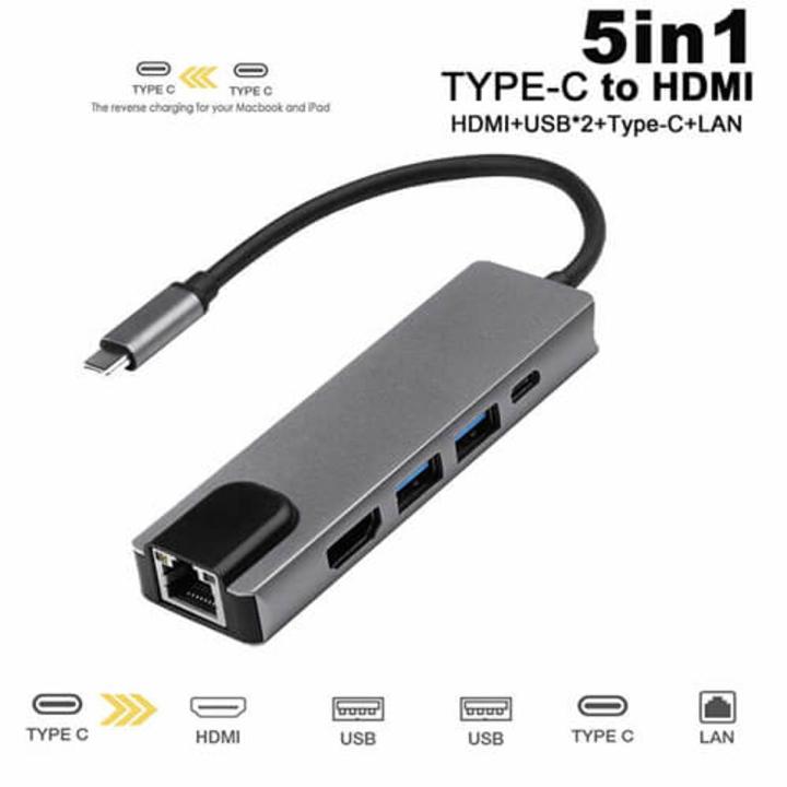 USB C Hub 5 in 1 Type C 3.1 to 4K HDMI, 3 USB 3.0 Ports, PD Charging Port Multiport Adapter