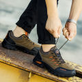Outdoor breathable sneakers, casual high-top hiking hiking boots, couple shoes, rubber soles, abrasion resistant men's shoes.