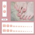 24pcs Simple Toenails French Full Cover Cute Butterfly Cat Eye Short Square Toe Nails Foot Nails Tips for Women Girl.