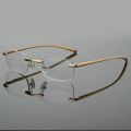 Man Rimless Reading Glasses Women Blue Light Blocking Read Glasses HD Lenses Presbyopic Eyewear Half Frame Presbyopia Eyeglasses.