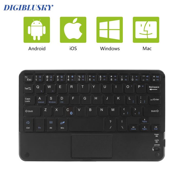 8 Inches Touch Bluetooth Keyboard Rechargeble Wireless Keyboard Slim Min Keypad With Touchpad For IOS Android Tablet Laptop PC
