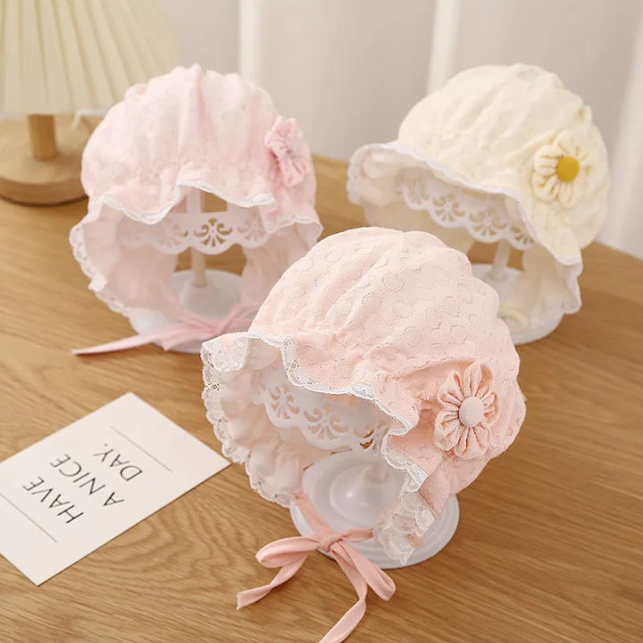Lace Flower Newborn Baby Bonnet Hat Princess Girls Ruffle Lace