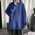 HybSkr Korean Men's Solid Color Hoodies Casual Hooded Pullovers Hoodie Warm Fleece Male Loose Sweatshirts Man Clothing. 
