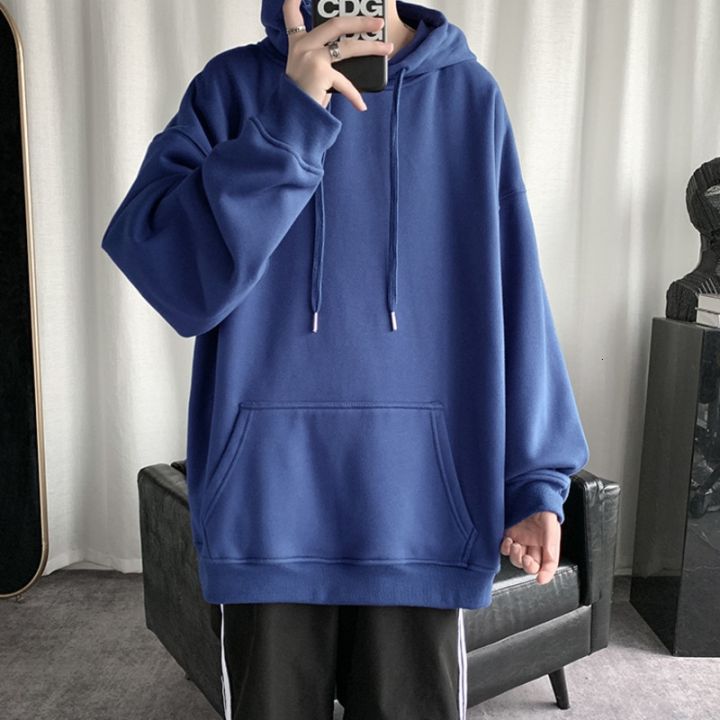 HybSkr%20Korean%20Men's%20Solid%20Color%20Hoodies%20Casual%20Hooded%20Pullovers%20Hoodie%20Warm%20Fleece%20Male%20Loose%20Sweatshirts%20Man%20Clothing%20-%20Image%205
