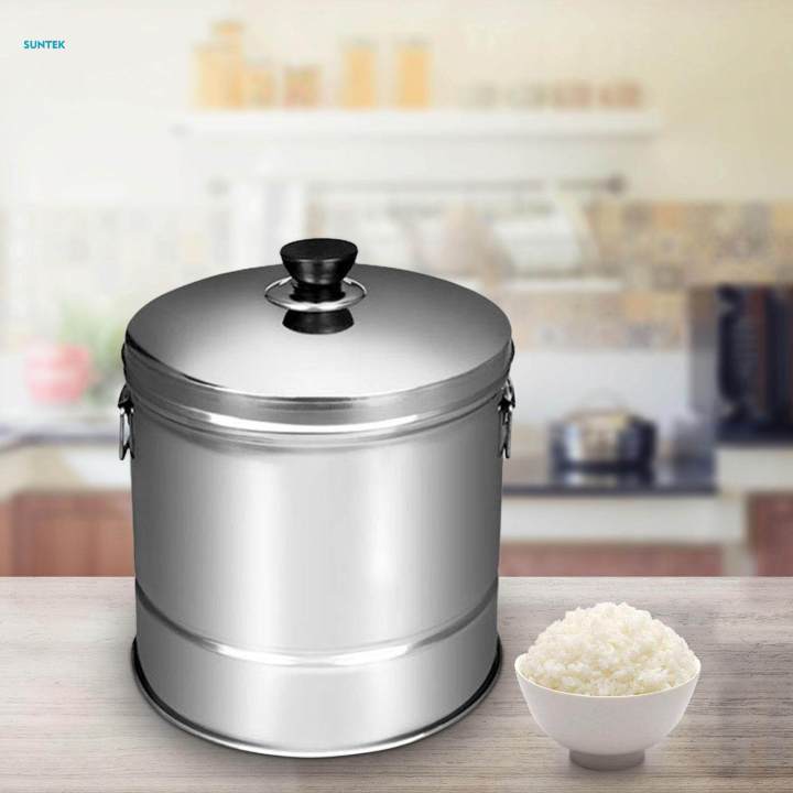 Stainless Steel Rice Steamer with Inset Draining Basket Rice Steaming Bucket 31cmx25cm