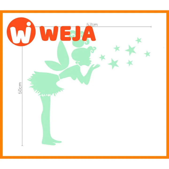 50x57cm Tinkerbell Decals Fluorescent Stars Wall Stickers Removable DIY Home Decor Great for Children bedroom