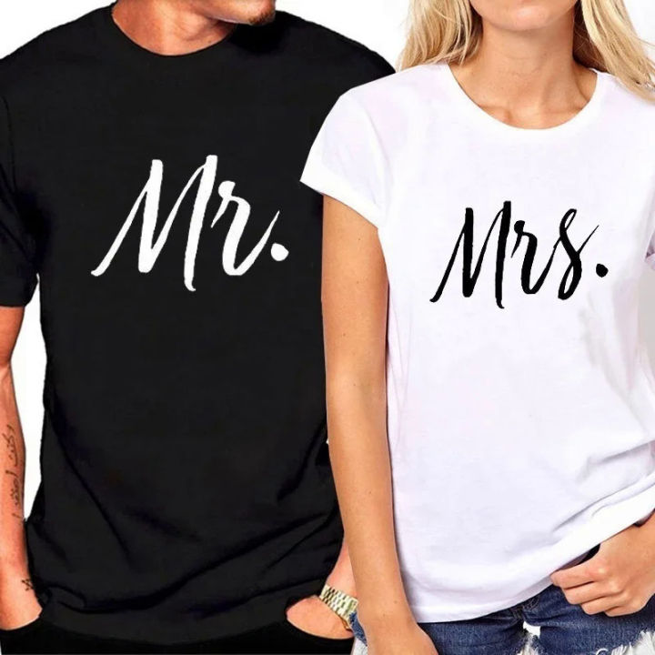 Couples T Shirt MR MRS Letter Print Couple Tshirt Summer Fashion King Queen T-shirt Casual O-Neck Tops Lovers Tee Shirt