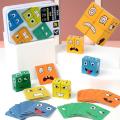 Kids Face Change Cube Game Montessori Expression Puzzle Building Blocks Toys Early Learning Educational Match Toy for Children. 