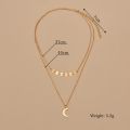 European and American cross-border jewelry gold chain iron single pendant moon disc chain pendant double necklace.